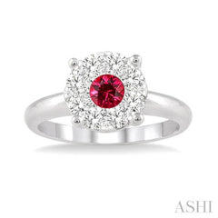 ASHI Round Shape Lovebright Gemstone & Diamond Ring 40885PPFVRBWG