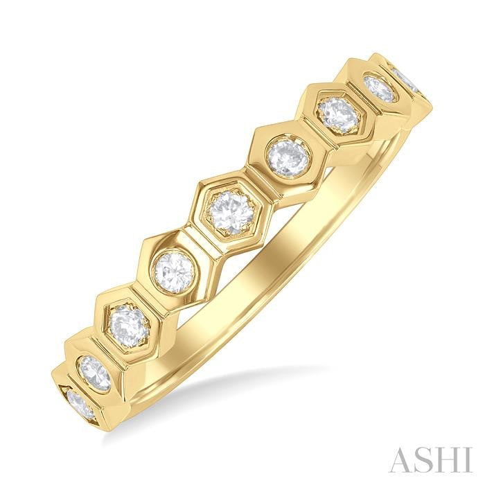 ASHI Stackable Hexagon Shape Diamond Fashion Ring 408A7PPFGYG