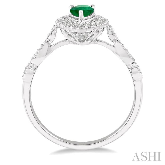 ASHI Pear Shape Gemstone & Halo Diamond Ring 40918PPTSEMWG