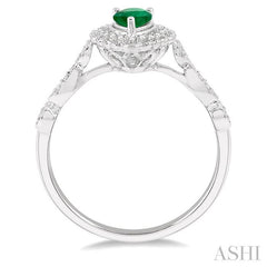 ASHI Pear Shape Gemstone & Halo Diamond Ring 40918PPTSEMWG