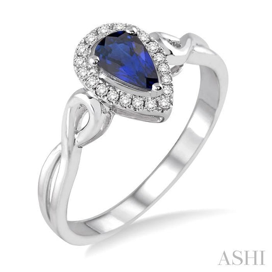 ASHI Pear Shape Gemstone & Halo Diamond Ring 40948PPFSSPWG