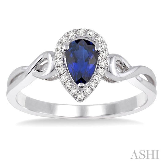 ASHI Pear Shape Gemstone & Halo Diamond Ring 40948PPFSSPWG