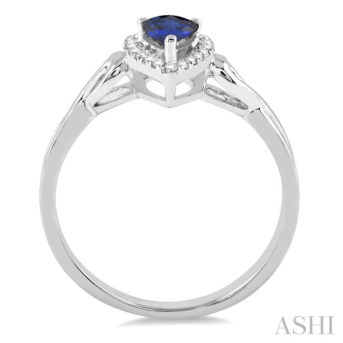 ASHI Pear Shape Gemstone & Halo Diamond Ring 40948PPFSSPWG