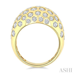 ASHI Bold Hexagon Shape Honeycomb Diamond Fashion Dome Ring 409A0PPFGYG-3.35
