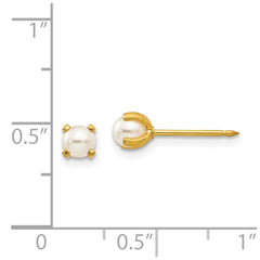 40E Inverness Stainless Steel 24K Gold-plated 4mm Simulated Pearl Earrings