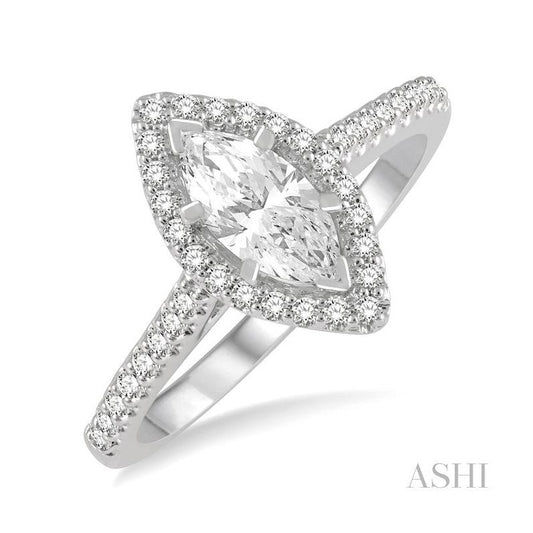 ASHI Marquise Shape Halo Diamond Engagement Ring 255M2PPFHWG-LE