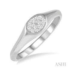 ASHI Oval Shape East-West Lovebright Essential Diamond Signet Ring 374M8PPFGWG