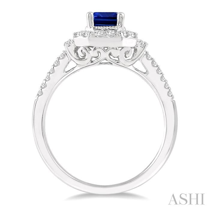 ASHI Emerald Shape Gemstone & Halo Diamond Ring 41033PPFHSPWG