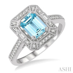 ASHI Emerald Shape Gemstone & Diamond Ring 41137PPFGAQWG