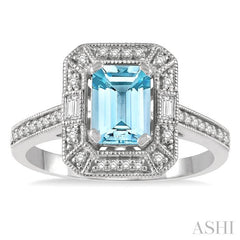 ASHI Emerald Shape Gemstone & Diamond Ring 41137PPFGAQWG