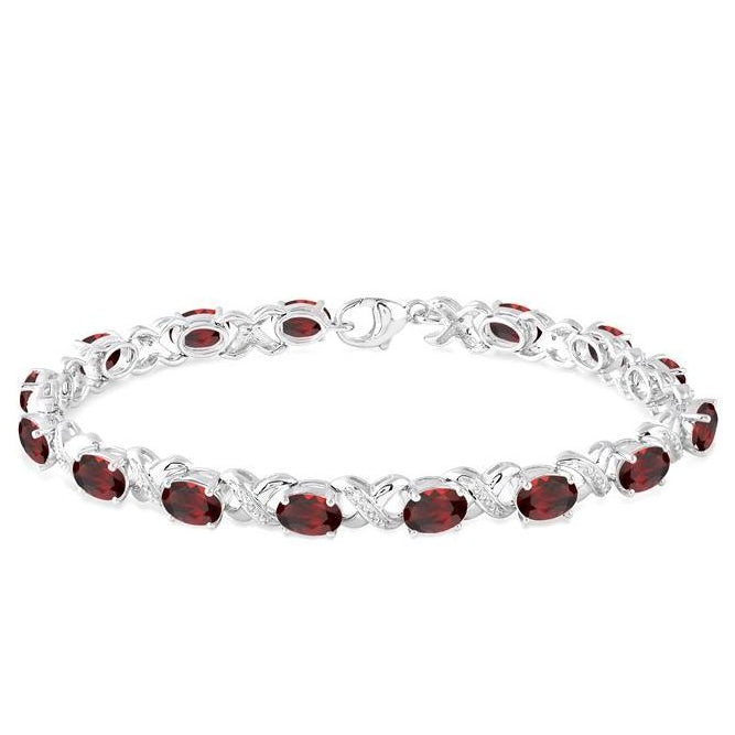 Parkplace Jewelers Silver Oval Shape Gemstone & Diamond Bracelet 85549PPSSGTSLTB
