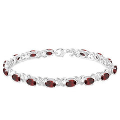 Parkplace Jewelers Silver Oval Shape Gemstone & Diamond Bracelet 85549PPSSGTSLTB