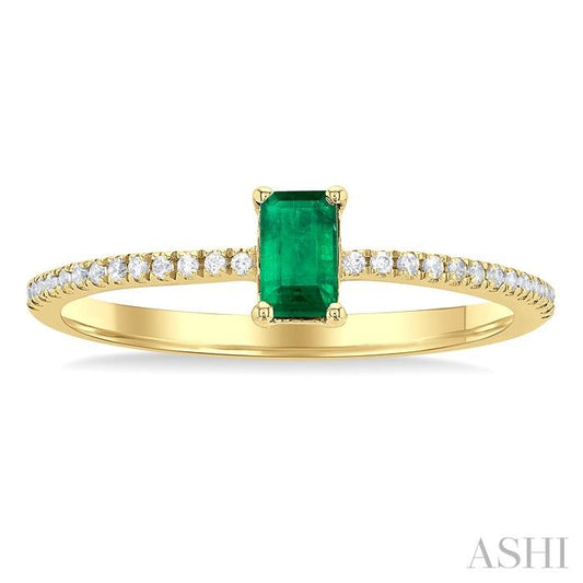 ASHI Emerald Shape Gemstone & Petite Diamond Fashion Ring 41228PPTSEMYG
