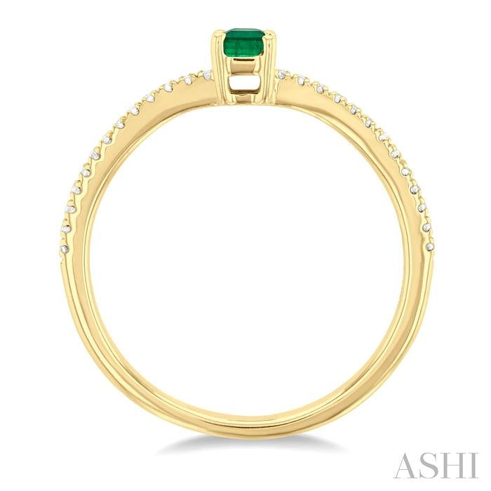 ASHI Emerald Shape Gemstone & Petite Diamond Fashion Ring 41228PPTSEMYG