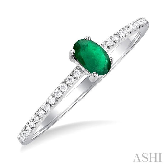 ASHI Oval Shape Gemstone & Petite Diamond Fashion Ring 41238PPTSEMWG