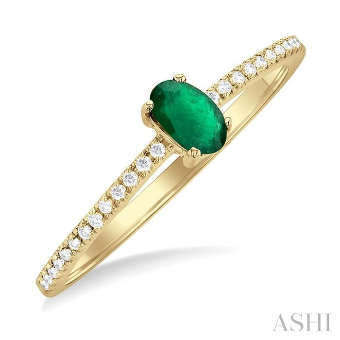 ASHI Oval Shape Gemstone & Petite Diamond Fashion Ring 41238PPTSEMYG