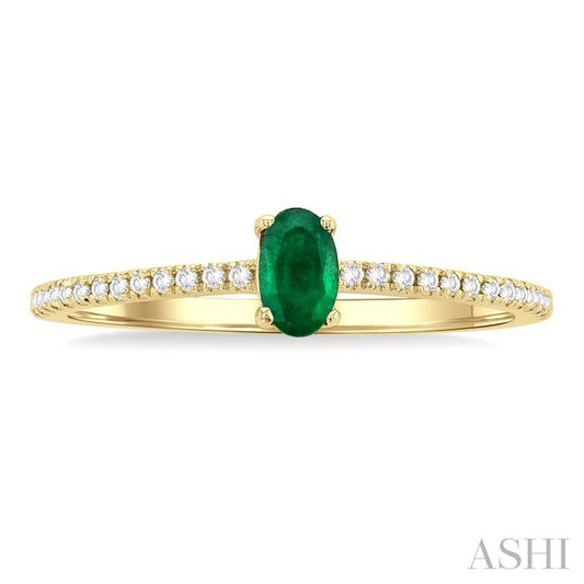 ASHI Oval Shape Gemstone & Petite Diamond Fashion Ring 41238PPTSEMYG