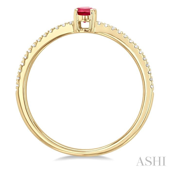 ASHI Oval Shape Gemstone & Petite Diamond Fashion Ring 41238PPTSRBYG