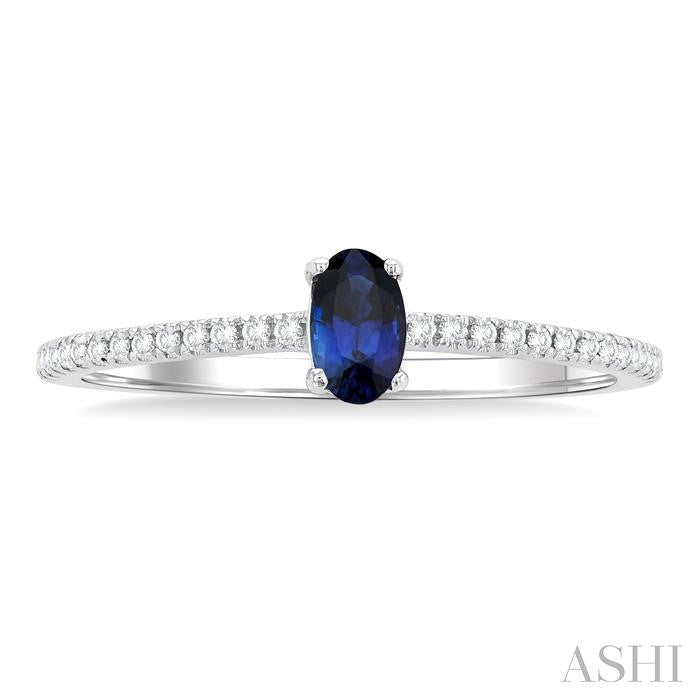 ASHI Oval Shape Gemstone & Petite Diamond Fashion Ring 41238PPTSSPWG
