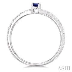 ASHI Oval Shape Gemstone & Petite Diamond Fashion Ring 41238PPTSSPWG