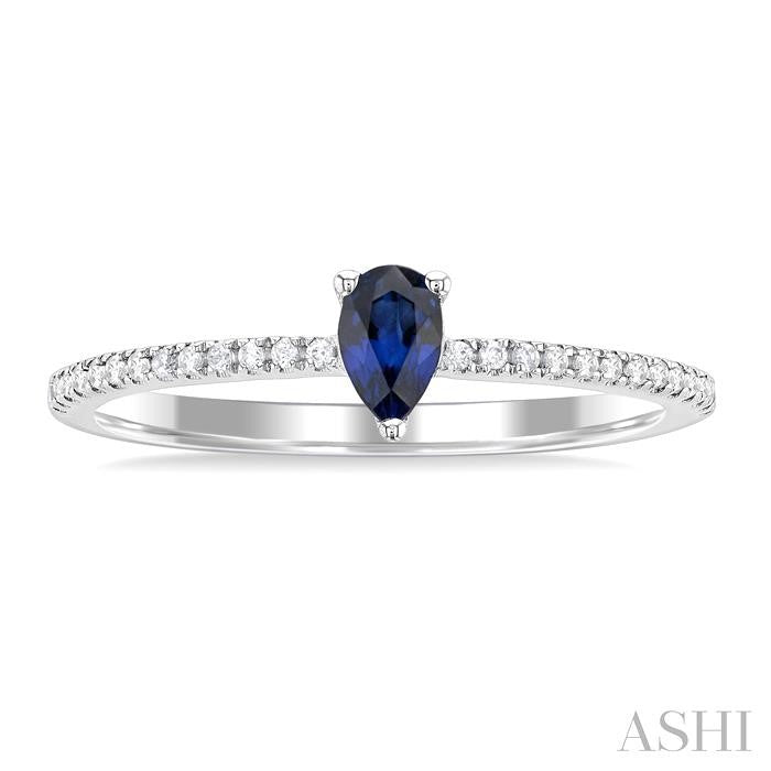 ASHI Pear Shape Gemstone & Petite Diamond Fashion Ring 41248PPTSSPWG