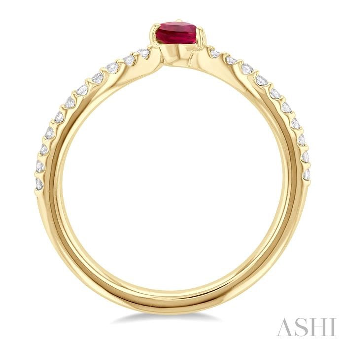 ASHI Pear Shape Gemstone & Petite Diamond Fashion Open Ring 41258PPTSRBYG