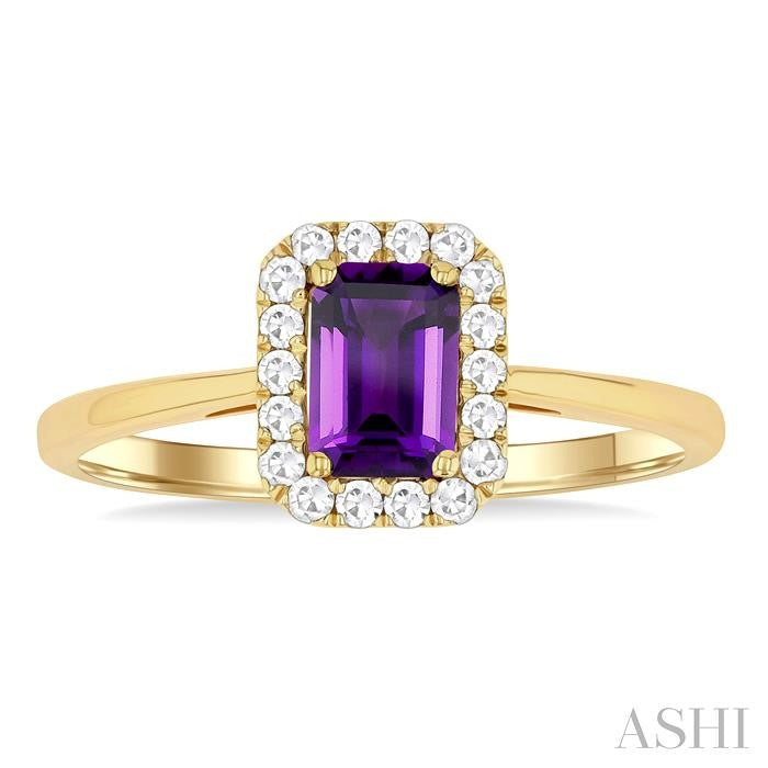 ASHI Emerald Shape Gemstone & Halo Diamond Ring 41278PPFGAMYG-OC