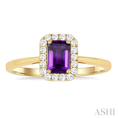 ASHI Emerald Shape Gemstone & Halo Diamond Ring 41278PPFGAMYG-OC