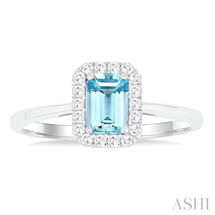ASHI Emerald Shape Gemstone & Halo Diamond Ring 41278PPFGAQWG-OC