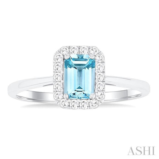 ASHI Emerald Shape Gemstone & Halo Diamond Ring 41278PPFGAQWG-OC
