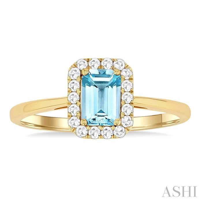ASHI Emerald Shape Gemstone & Halo Diamond Ring 41278PPFGAQYG-OC