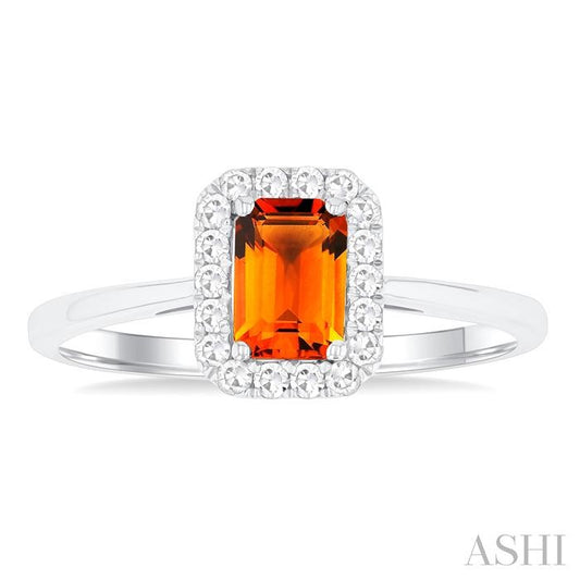 ASHI Emerald Shape Gemstone & Halo Diamond Ring 41278PPFGCTWG-OC