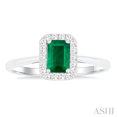 ASHI Emerald Shape Gemstone & Halo Diamond Ring 41278PPFGEMWG-OC