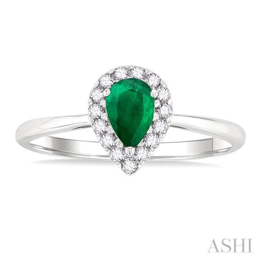 ASHI Pear Shape Gemstone & Halo Diamond Ring 41278PPFGEMWG-PR