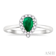 ASHI Pear Shape Gemstone & Halo Diamond Ring 41278PPFGEMWG-PR