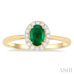 ASHI Oval Shape Gemstone & Halo Diamond Ring 41278PPFGEMYG-OV