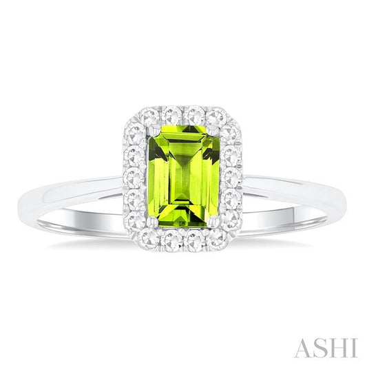 ASHI Emerald Shape Gemstone & Halo Diamond Ring 41278PPFGPEWG-OC