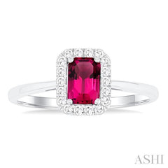 ASHI Emerald Shape Gemstone & Halo Diamond Ring 41278PPFGPTWG-OC