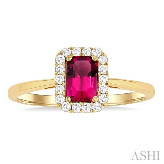 ASHI Emerald Shape Gemstone & Halo Diamond Ring 41278PPFGPTYG-OC