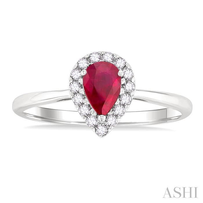 ASHI Pear Shape Gemstone & Halo Diamond Ring 41278PPFGRBWG-PR