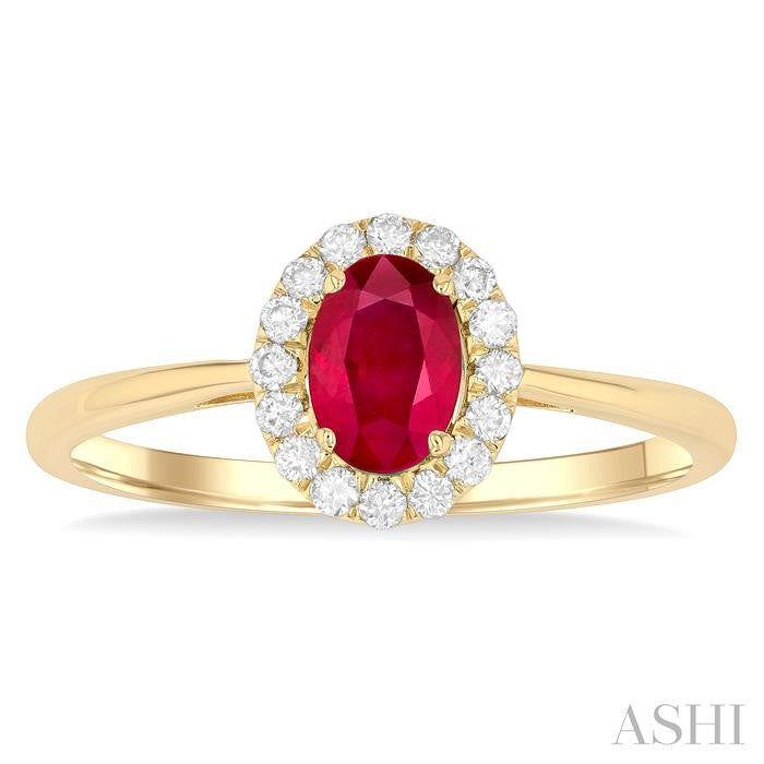 ASHI Oval Shape Gemstone & Halo Diamond Ring 41278PPFGRBYG-OV