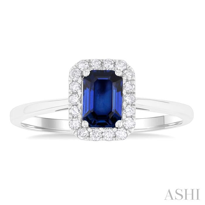 ASHI Emerald Shape Gemstone & Halo Diamond Ring 41278PPFGSPWG-OC