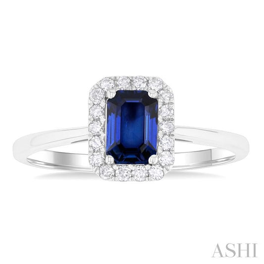 ASHI Emerald Shape Gemstone & Halo Diamond Ring 41278PPFGSPWG-OC
