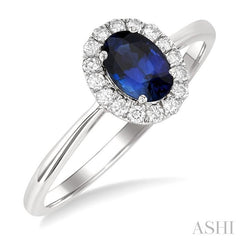 ASHI Oval Shape Gemstone & Halo Diamond Ring 41278PPFGSPWG-OV