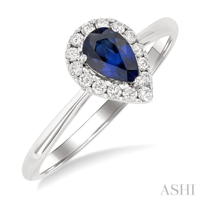 ASHI Pear Shape Gemstone & Halo Diamond Ring 41278PPFGSPWG-PR