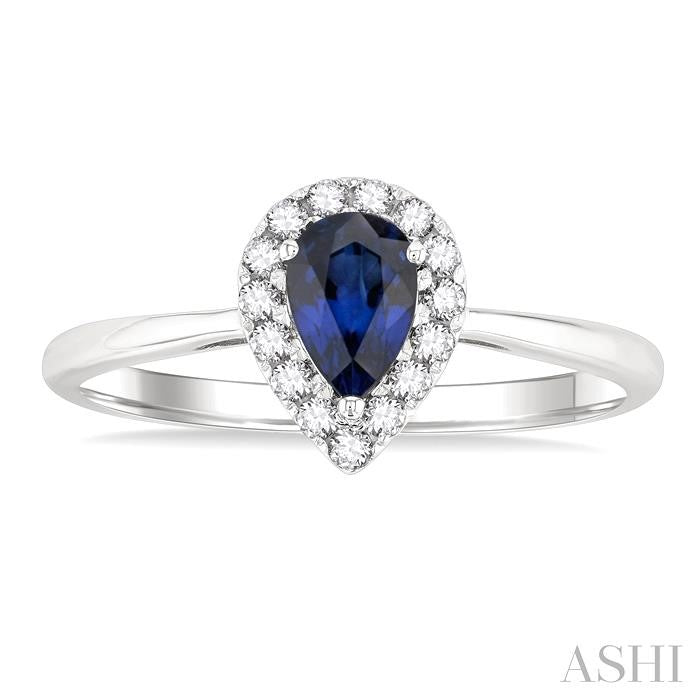 ASHI Pear Shape Gemstone & Halo Diamond Ring 41278PPFGSPWG-PR