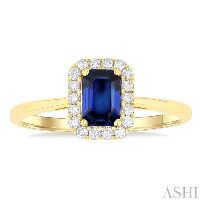 ASHI Emerald Shape Gemstone & Halo Diamond Ring 41278PPFGSPYG-OC
