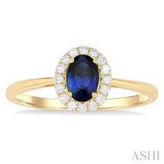 ASHI Oval Shape Gemstone & Halo Diamond Ring 41278PPFGSPYG-OV