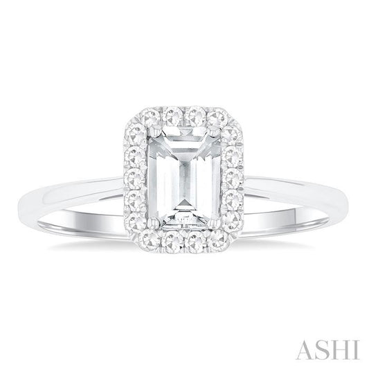 ASHI Emerald Shape Gemstone & Halo Diamond Ring 41278PPFGWTWG-OC