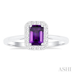ASHI Emerald Shape Gemstone & Halo Diamond Ring 41278PPTGAMWG-OC